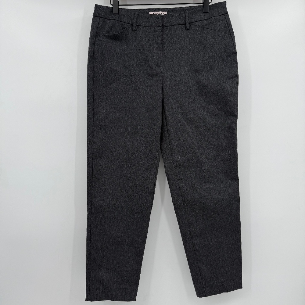 Nanette Lepore Pants Women 8 Gray Flat Front Slacks Trousers Stretch Office